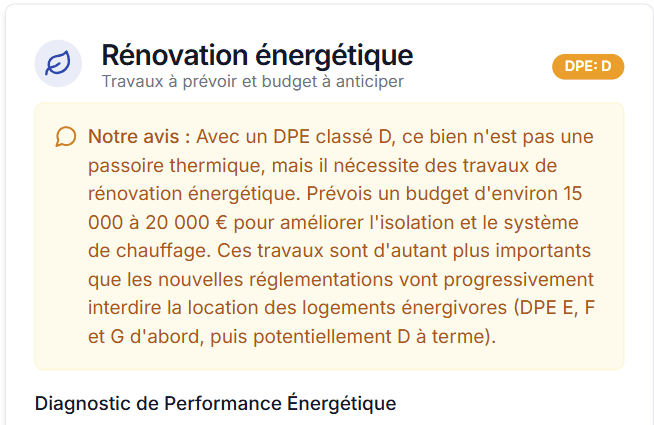 Estimation des travaux de rénovation énergétique