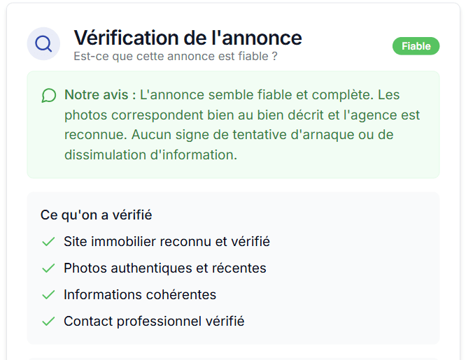 Vérification de la fiabilité de l'annonce immobilière